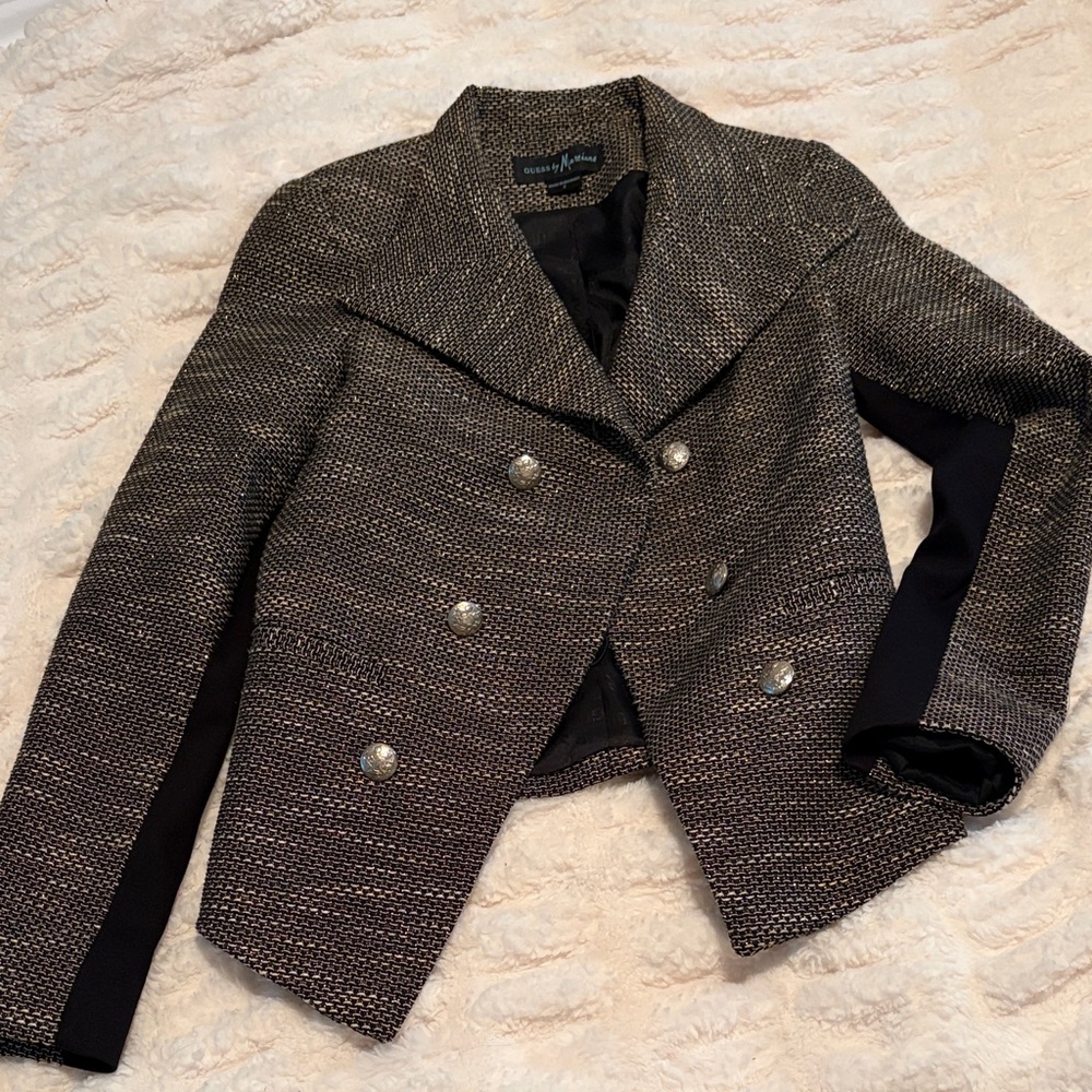 Guess by Marciano Black and Gold Textured Blazer